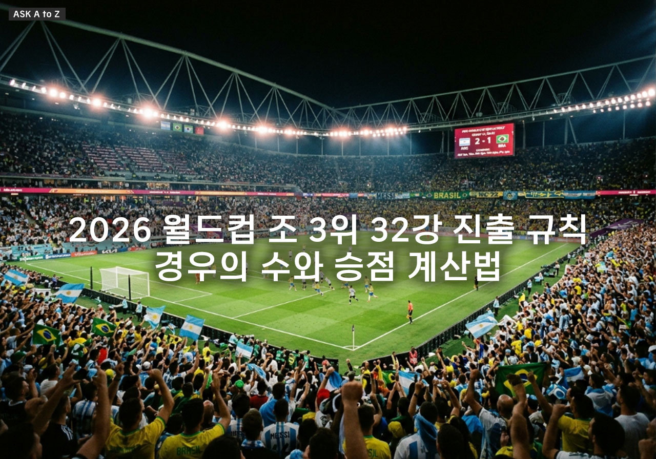 2026 월드컵 조 3위 32강 진출 규칙, 경우의 수와 승점 계산법 총정리