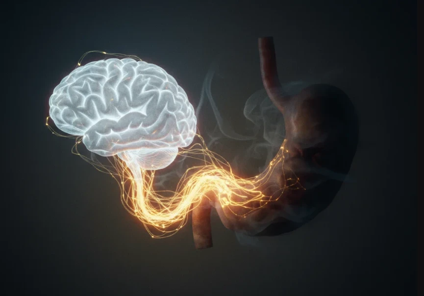 뇌와 위장이 신경망으로 연결된 이미지