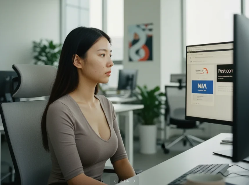 NIA, Speedtest, Fast.com 등 신뢰할 수 있는 다양한 인터넷 속도 측정 도구를 사용하는 모습