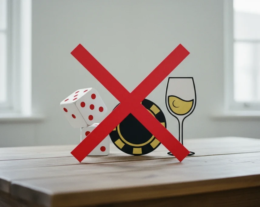 정책자금 지원 제외 업종을 나타내는 표지판과 아이콘