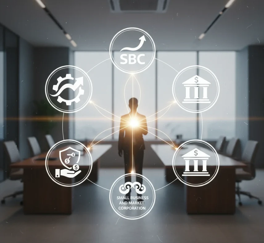 소상공인 정책자금을 지원하는 기관들의 로고와 아이콘