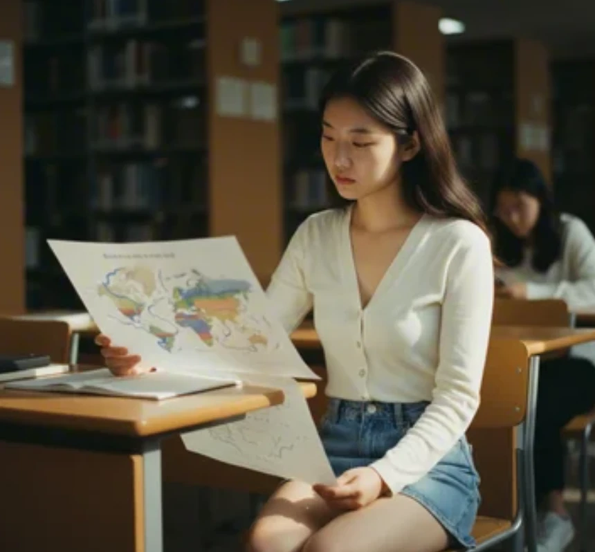 대륙별 제한 규정의 복잡성을 보여주는 월드맵과 데이터를 확인하는 한국 여성 대륙별 제한 규정의 복잡성을 보여주는 월드맵과 데이터를 확인하는 한국 여성