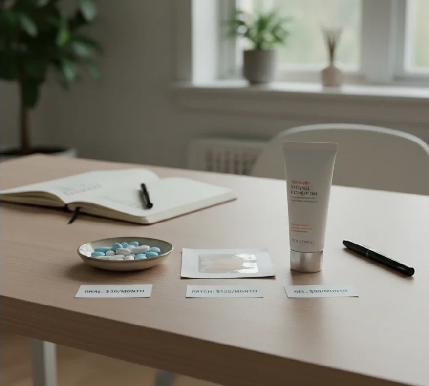 호르몬 대체 요법(HRT)의 다양한 경구약, 패치, 젤 제형