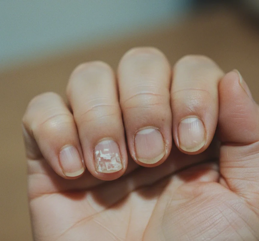 물에 불어 하얗게 된 손톱과 손가락 피부