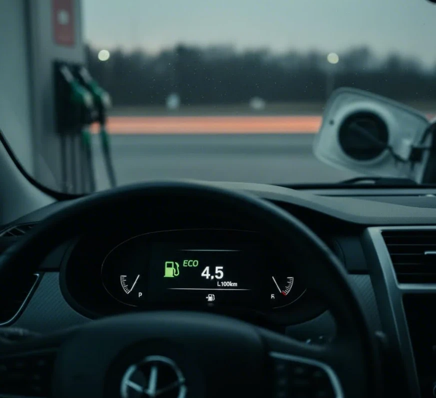 연비 좋은 운전 습관을 보여주는 자동차 계기판