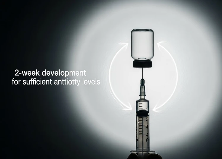 독감 백신 접종 후 2주 뒤 보호 항체 생성을 상징하는 이미지