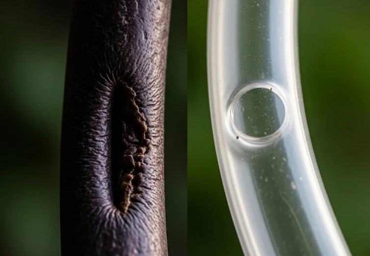 콜레스테롤 플라크가 쌓인 혈관 모형 이미지