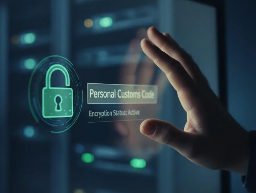 관세청 시스템을 나타내는 화면 앞에서 고민하는 모습