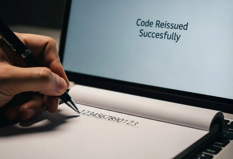 새로운 개인통관번호를 발급받아 메모하는 손