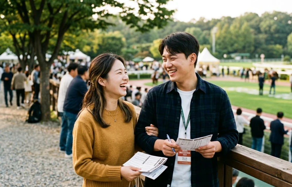경마공원 체험 존에서 즐거워하는 모습
